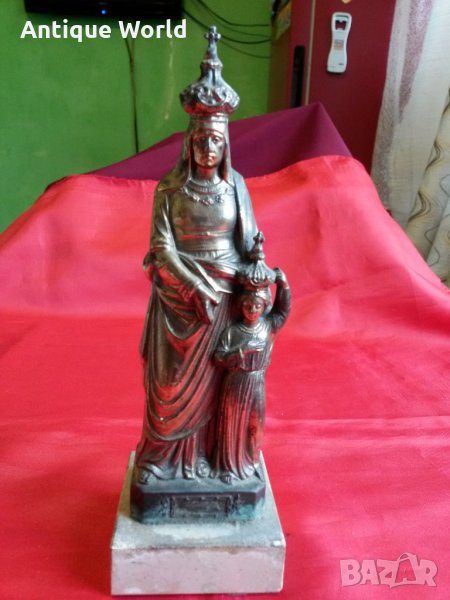 Уникална  Стара Френска Статуетка Статуя Девата и Младенеца, снимка 1