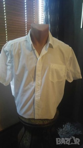Бяла риза с къс ръкав Тиъдор, снимка 1