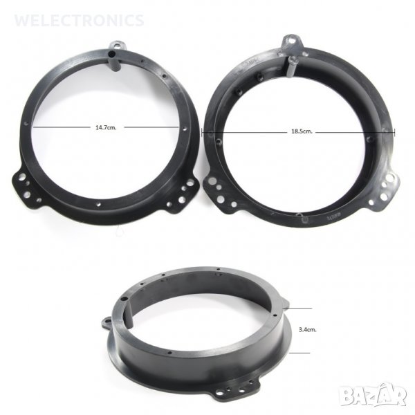 Фланци за говорители MERCEDES W211 AUDI SAAB 6.5"/17cm. Комплект 2бр., снимка 1