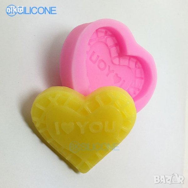 I ❤  YOU надпис Обичам те голямо сърце с контур силиконов молд форма декорация торта фондан шоколад, снимка 1