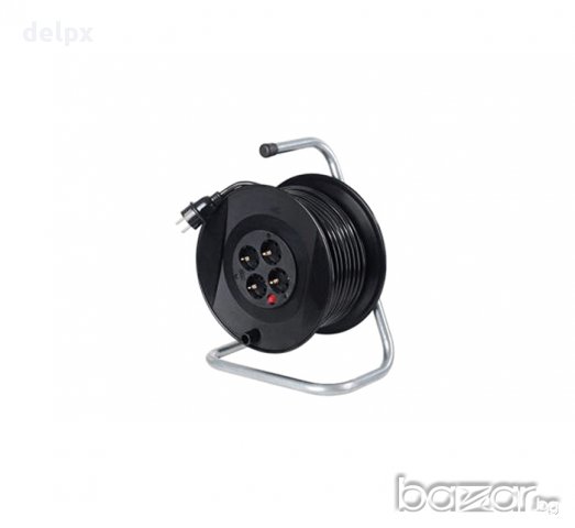 Макара с кабел и термозащита черна 25m 220V 16A, снимка 1