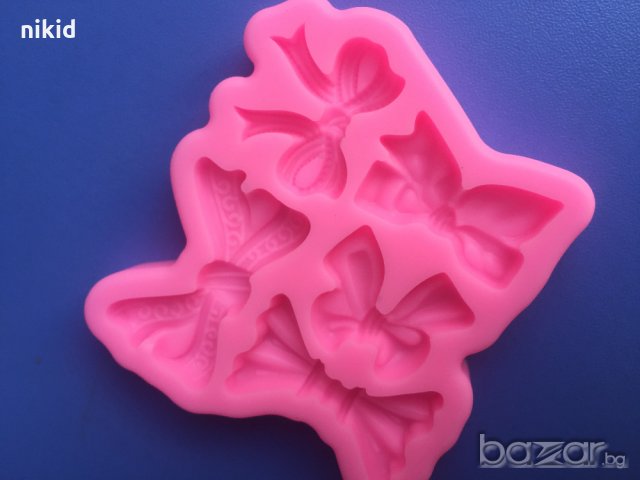 5 големи пандели панделки силиконов молд форма декорация торта фондан шоколад украса мъфини гипс 