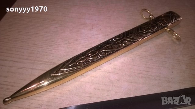 нож сабя-златна кама с ножница-метални-38х11см-внос швеицария, снимка 15 - Колекции - 23662044