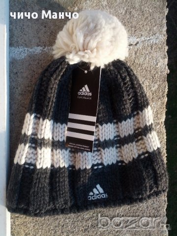 НОВА! ADIDAS вълнена шапка с помпон, снимка 2 - Шапки - 11653001