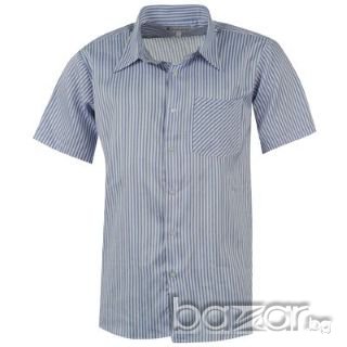Мъжка риза с къс ръкав - синьо райе