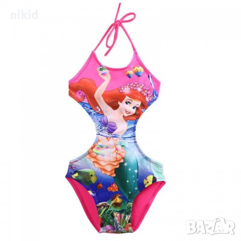 Малката Русалка Ариел Детски цял изрязан бански