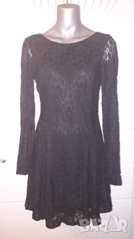 Дамска рокля H&M С/М черна, дантела, без следи от употреба