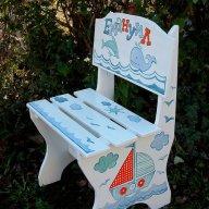 дървен детски рисуван стол, снимка 3 - Мебели за детската стая - 7100288