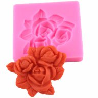 квадрат с 3 рози силиконов молд форма декорация торта фондан шоколад и др, снимка 2 - Форми - 16252207