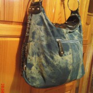 Чанта дамска от дънков плат със кожени мотиви, снимка 10 - Чанти - 14485084