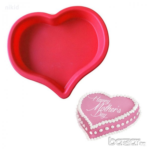 Широко Остро голямо Сърце силиконова форма тава за направа печене кекс торта желиран сладкиш, снимка 1