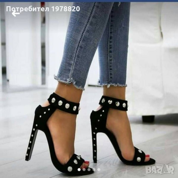 Нови черни стилни сандали, снимка 1
