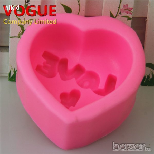 3D Дълбок LOVE сърце силиконов молд форма калъп за гипс сапун шоколад фондан, снимка 1