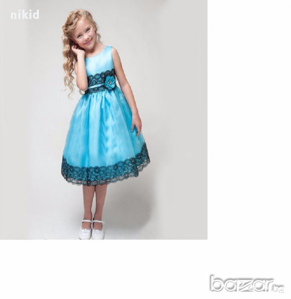 детска рокля в синьо и черно всички размери 100-140, снимка 1