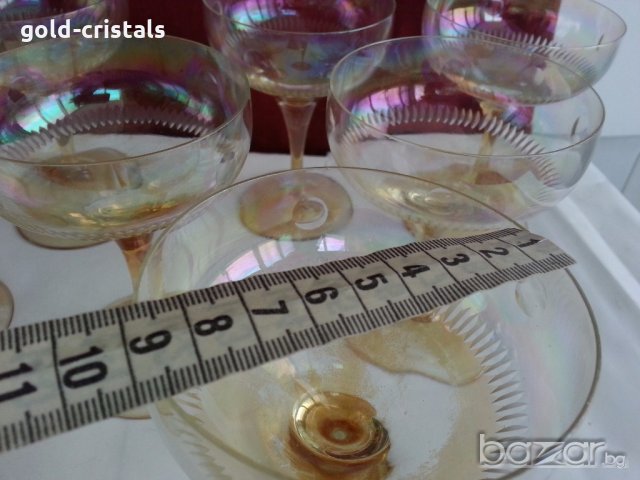 Ретро стъклени чаши за вино кана и чаши перлени и гравирани , снимка 9 - Антикварни и старинни предмети - 20343831