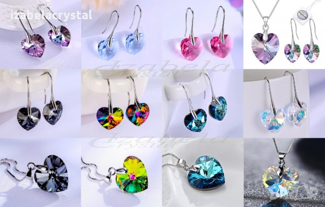 Сваровски Обеци,Колиета Комплекти"heart''SWAROVSKI ®, снимка 8 - Бижутерийни комплекти - 23733527