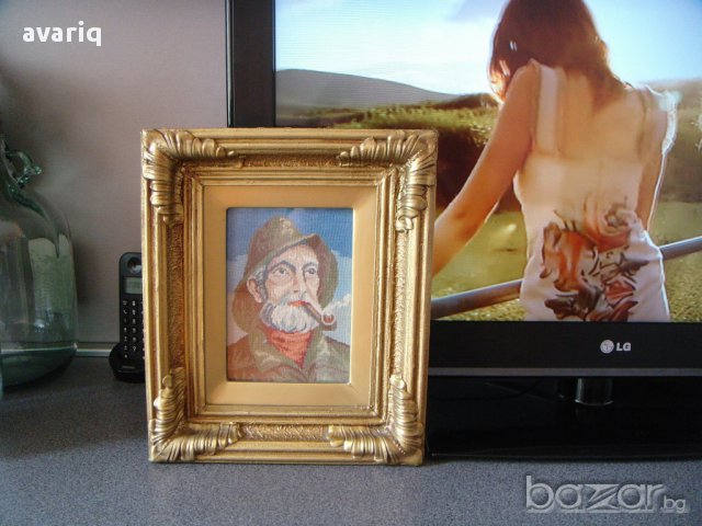 Гоблен - Стареца с лула , снимка 8 - Гоблени - 12618357