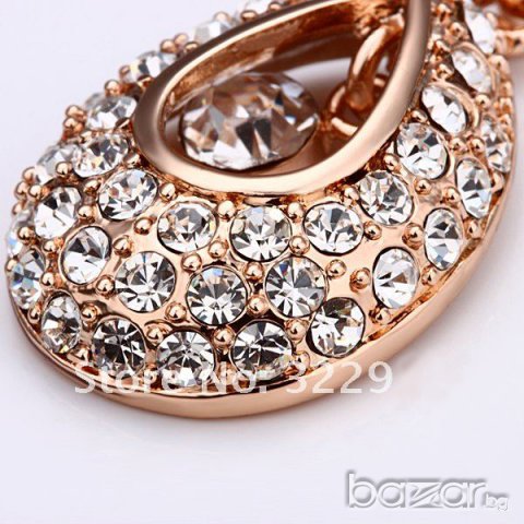 Колие позлатено с 18к злато с Сваровски кристали и Цирконий -№23, снимка 4 - Колиета, медальони, синджири - 6761755