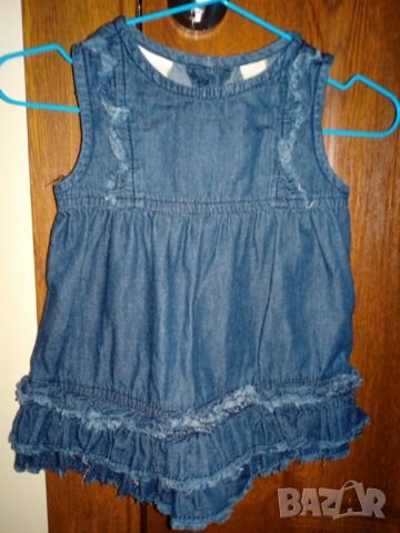 Бебешка дънкова памучна рокля размер 3-6 месеца, снимка 1 - Бебешки рокли - 25143371