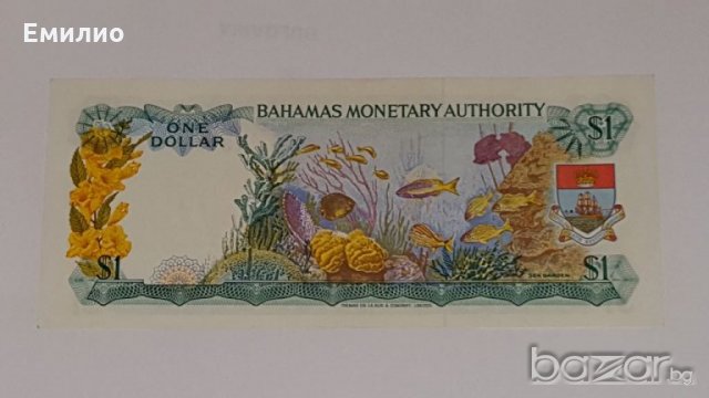 BAHAMAS $ 1 DOLLAR 1968 , снимка 2 - Нумизматика и бонистика - 18643056