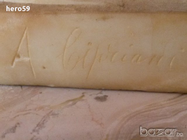 Авторска Мраморна Фигура-уникат 19в.Adolpho Cipriani (Italian, 1880-1930), , снимка 7 - Антикварни и старинни предмети - 16325680