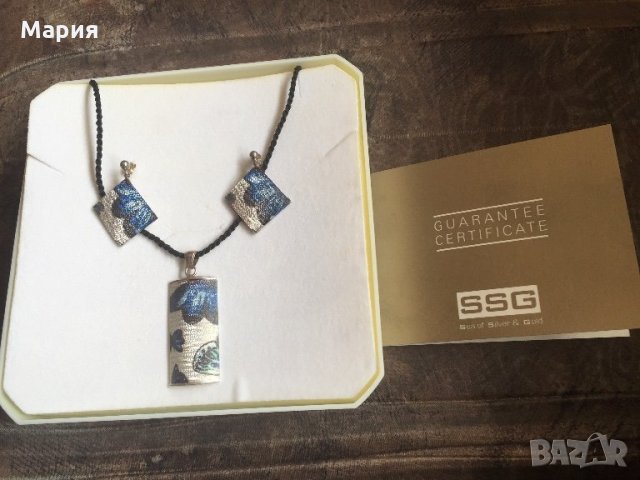 Сребърни Колие и обеци -Sea of silver and gold, сертификат и оригиналната  си кутия, снимка 7 - Бижутерийни комплекти - 25148865