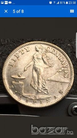 BUnc USA 50 Centavos Filipinas 1944 San Francisco Mint, снимка 3 - Нумизматика и бонистика - 20221576