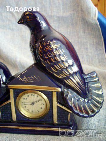 Стар голям порцеланов каминен часовник, снимка 3 - Антикварни и старинни предмети - 15647420