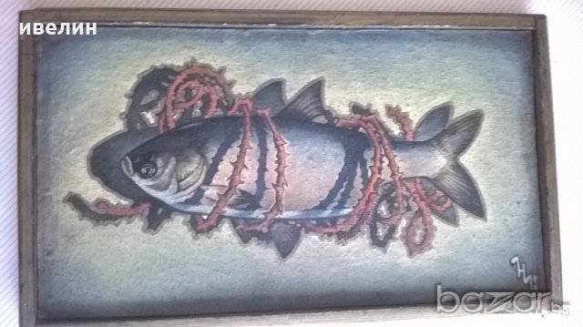стара картина-риба, снимка 2 - Картини - 18344408