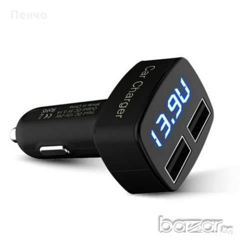 Двойно USB зарядно за кола 3.1A термометър, амперметър Волтметър 4 в 1, снимка 4 - Аксесоари и консумативи - 18580064
