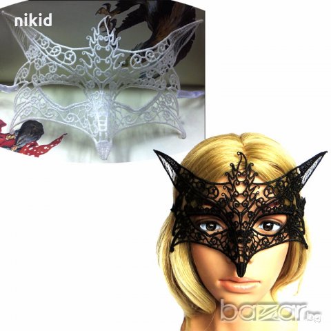 08 трърда домино бяла маска дантела за лице очи маскарад парти бал