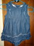 Бебешка дънкова памучна рокля размер 3-6 месеца, снимка 1 - Бебешки рокли - 25143371