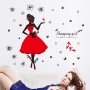 Shopping Girl  Дама с червена рокля стикер постер за стена и мебел лепенка декор самозалепващ, снимка 2