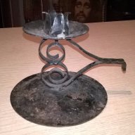 Метален свещник-17х13см, снимка 2 - Антикварни и старинни предмети - 17448696
