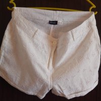 бели къси памучни панталонки с дантела , снимка 1 - Къси панталони и бермуди - 25791831