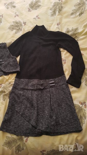 Зимна рокля с поло яка и елек, снимка 1