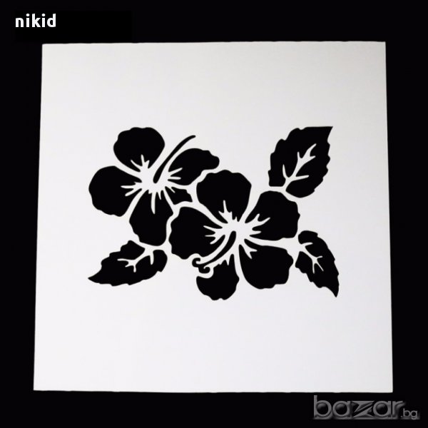 китайска роза цвете шаблон стенсил спрей за торта украса кекс декорация с пудра захар, снимка 1