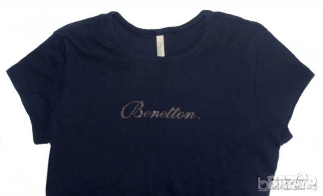 United Colors of Benetton дамска тениска къс ръкав тъмно синя 10/11 150 cm Organic Cotton, снимка 2 - Тениски - 24673290