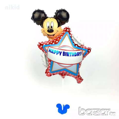 Mickey Мики маус звезда happy birthday балон фолио фолиев хелий или въздух парти рожден ден, снимка 1 - Други - 18094679