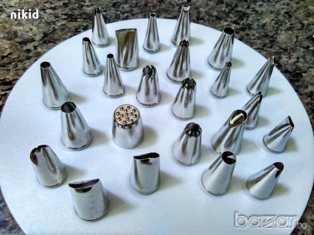 сет 24 бр метални накрайника накрайници за шприц пош торба за крем украса торта накрайник дюза