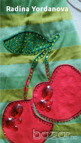 Сладко потниче в зелено с черешки с р-р 36.Подходящо за момичета до 140-150 см., снимка 5 - Корсети, бюстиета, топове - 17092090