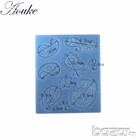 О-17 дантелени капки орнаменти пафти народни носии силиконов молд форма за декорация торта фондан, снимка 2 - Форми - 19095806