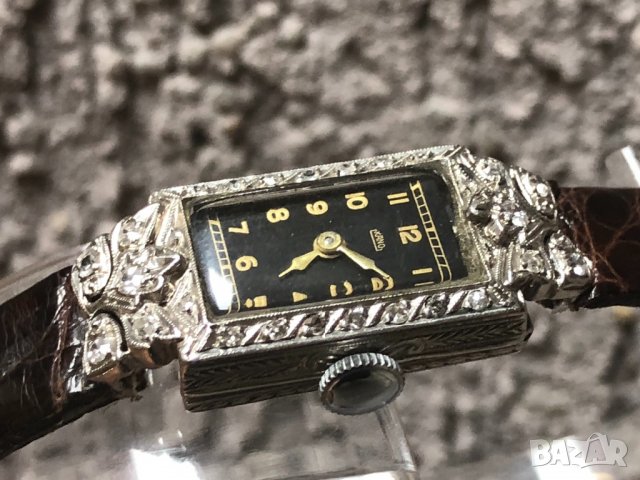 Платина с диаманти изящен дамски часовник, снимка 7 - Дамски - 24861048