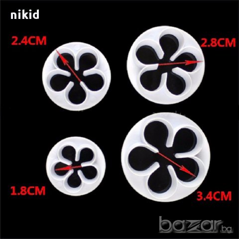 4 бр форми резци резец цвете роза розички форма украса декор торта сладки с фондан тесто и др. 