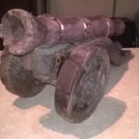 оръдие-топ-дърво и месинг-52х27х25см-внос швеицария, снимка 11 - Антикварни и старинни предмети - 23741780