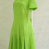 Памучна лятна клоширана зелена рокля Kleoss - EU 38, снимка 2 - Рокли - 22369490