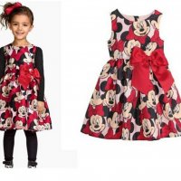 коледна детска рокля Мини Маус Minnie Mouse с голяма червена пандела 2-7, снимка 1 - Детски рокли и поли - 15829041
