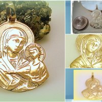златен медальон Богородица с Младенеца 2.22 грама/14 карата, снимка 1 - Колиета, медальони, синджири - 11141950