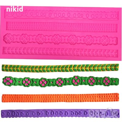 4 дълги различни канта борд силиконов молд форма за декорация торта фондан шоколад и др, снимка 1