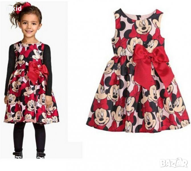 коледна детска рокля Мини Маус Minnie Mouse с голяма червена пандела нови, снимка 1